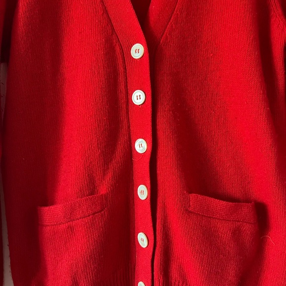 EUC VTG Cashmere Cherry Red Cardigan Daniel Caron 90s - Picture 5 of 9